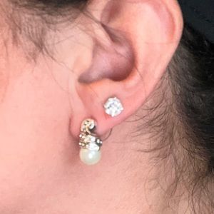 Pearl and rhinestone Brighton earrings